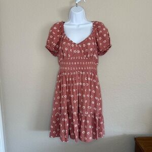 Altar'd State Large Pink Milkmaid Babydoll Daisy Mini Dress Cottagecore Coquette